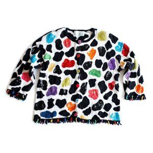 Vintage Design Options By Philip & Jane Gordon Multicolor Cow Print Sweater - M